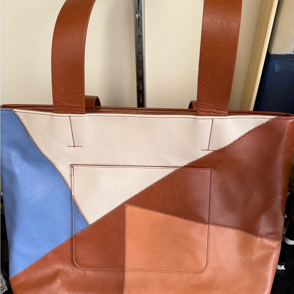 Universal Thread Patchwork Tote - Brown, Blue, Cr… - image 2